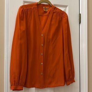 TORY BURCH 100% Silk V-Neck Blouse